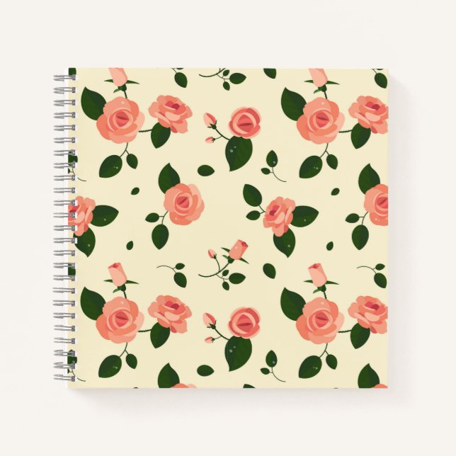 Pretty Pink Roses Pastel Pink Pattern Notebook (Front)