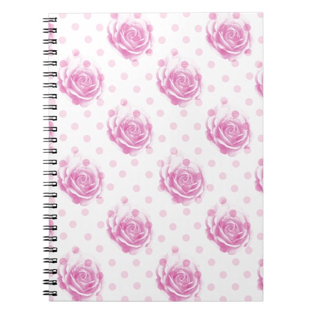 Pretty pink roses pattern notebook (Front)
