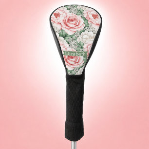 Pretty Pink Roses Personalised Golf Head Cover