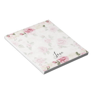 Pretty Pink Roses Romantic Love Notepad