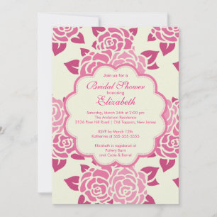 Pretty Pink Roses Spring Bridal Shower Invitation