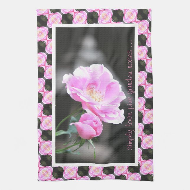 Pretty Pink Roses Tea Towel (Vertical)