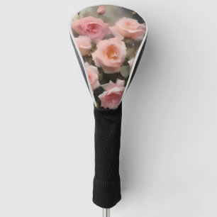 Pretty pink roses watercolor painting golf head cover