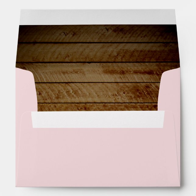 Pretty Pink & Rustic Wood Envelope (Back (Bottom))