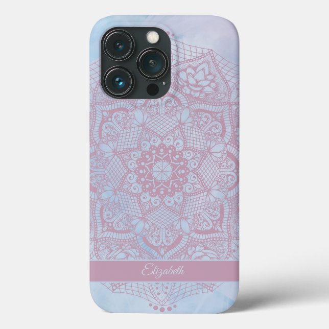 Pretty Pink Sacred Lotus Flower Blossom Mandala  Case-Mate iPhone Case (Back)