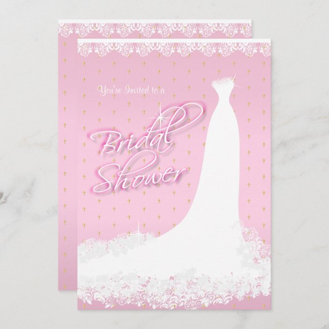 Pretty Pink Satin Religious Bridal Shower Invitation (Front/Back)