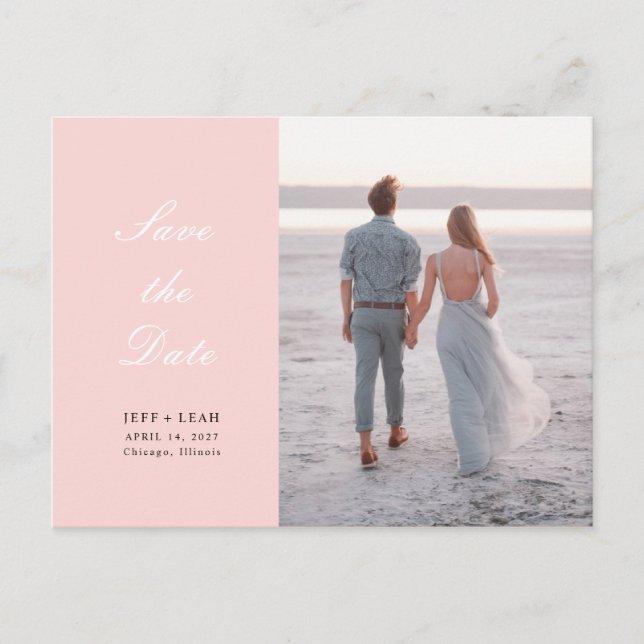 Pretty Pink Save The Date Postcard (Front)