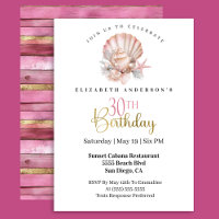 Pretty Pink Seashell and Pearls 30th Birthday