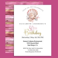 Pretty Pink Seashell and Pearls 50th Birthday
