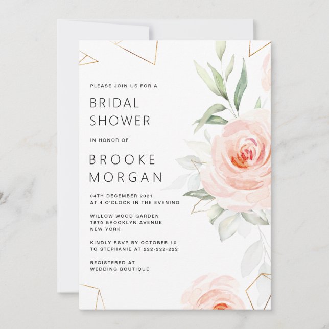 Pretty Pink Shades Blush Geometric Bridal Shower Invitation (Front)