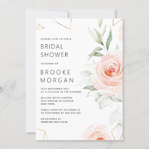 Pretty Pink Shades Blush Geometric Bridal Shower Invitation