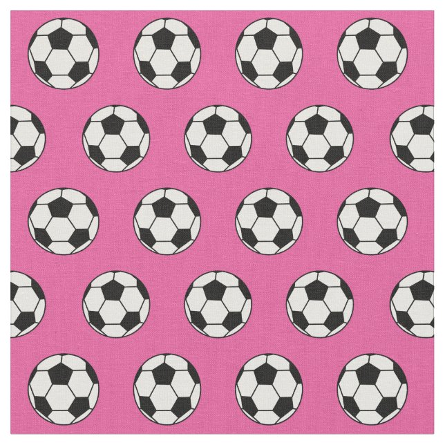 Pretty Pink Soccer Ball Fabric (Close Up)