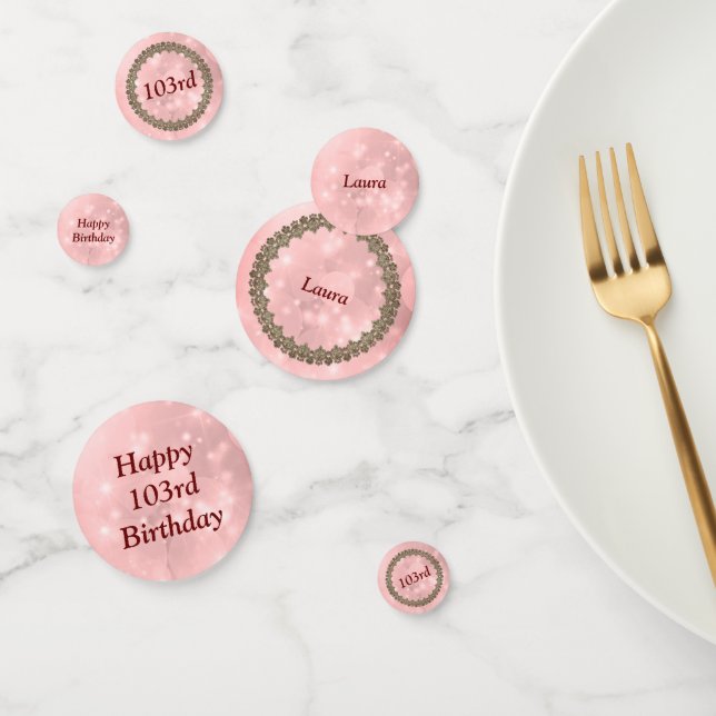 Pretty Pink sparkly Happy 103rd Birthday Confetti (Group)
