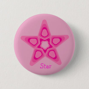 Pretty pink star 6 cm round badge