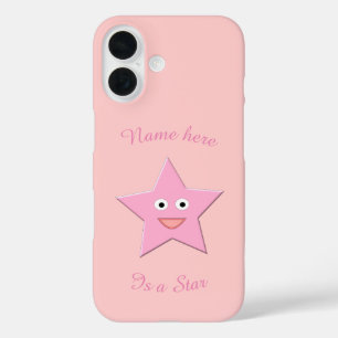 Pretty Pink Star Custom iPhone 16 Case