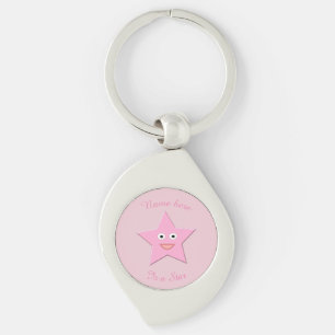 Pretty Pink Star Custom Keychain