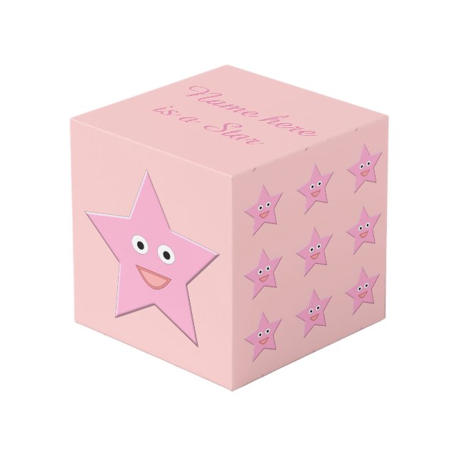 Pretty Pink Star Custom Photo Cube (Front Angled)