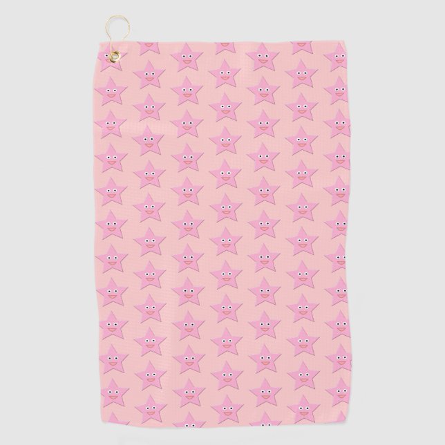 Pretty Pink Star Golf Towel (Front)