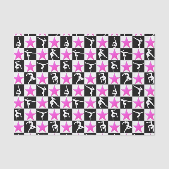 PRETTY PINK STAR GYMNASTICS DESIGN TISSUE PAPER (Front)