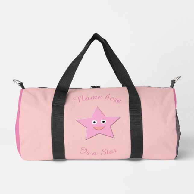 Pretty Pink Star Patterned Duffle Bag (Front)