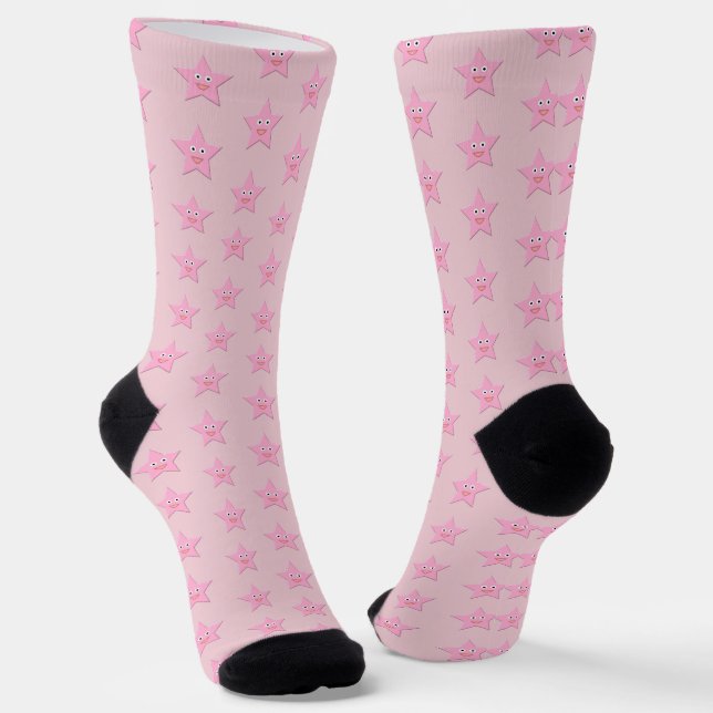 Pretty Pink Star Patterned Socks (Angled)