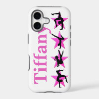 PRETTY PINK STAR PERSONALIZED GYMNAST IPHONE CASE