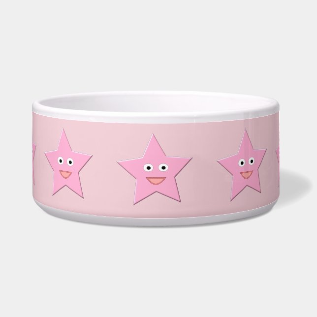 Pretty Pink Star Pet Bowl (Front)