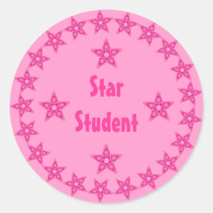 Pretty Pink Star Student Reward Customisable Classic Round Sticker
