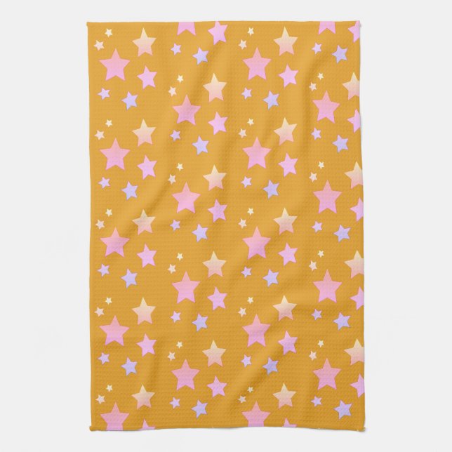 Pretty Pink Star Tea-Towel Tea Towel (Vertical)