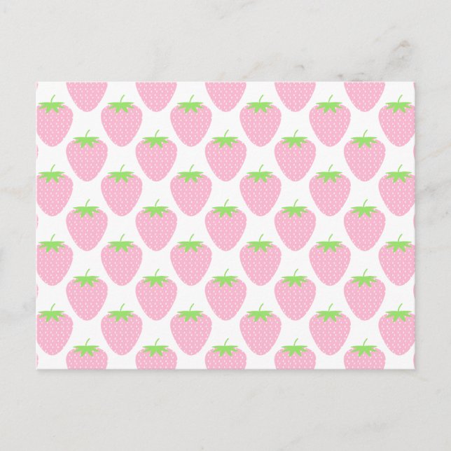 Pretty Pink Strawberry Pattern. Postcard (Front)