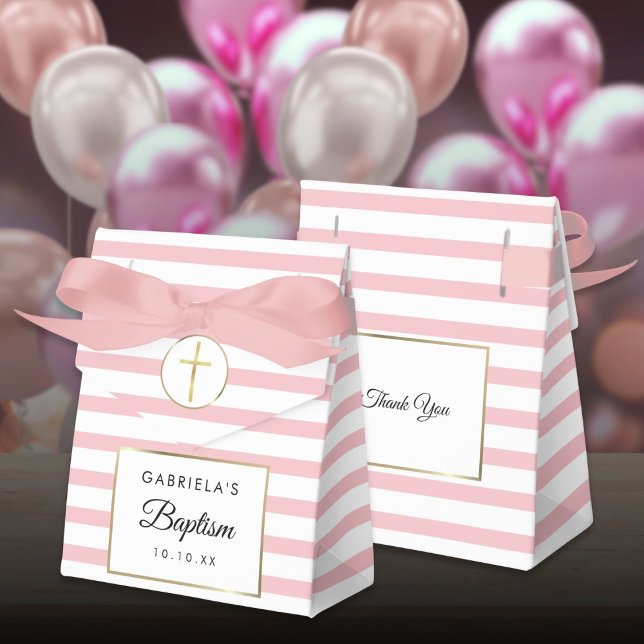 Pretty Pink Stripe Baptism Christening Favour Box (Pretty Pink Stripe Baptism Christening Favor Boxes
)