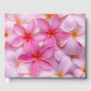 Pretty Pink Summer Flowers Date and Name Guest Book