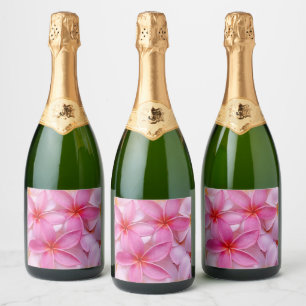 Pretty Pink Summer Flowers Sparkling Wine Label