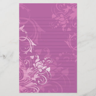 pretty pink swirl floral design lined paper