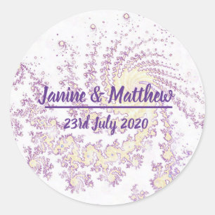 Pretty Pink Swirling Wedding Classic Round Sticker