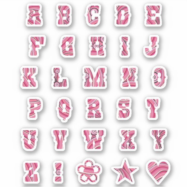 Pretty Pink Swirls Trendy Initials Alphabet Letter (Front)