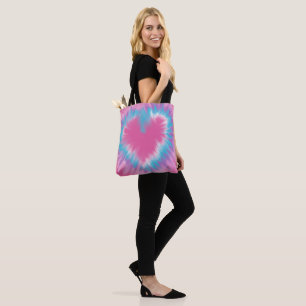Pretty Pink tie=dye heart Tote Bag