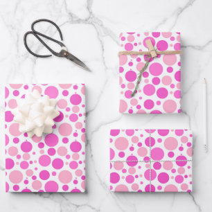 Pretty pink tiled polka dot party wrapping paper sheet