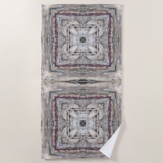 Pretty Pink Tinged Aztec Inspired Pattern Beach Towel