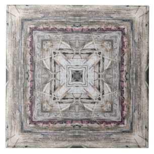 Pretty Pink Tinged Aztec Inspired Pattern Ceramic Tile