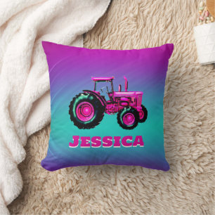 Pretty Pink Tractor Cushion