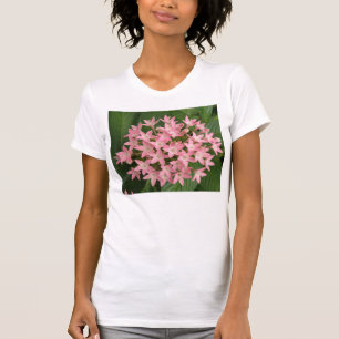 Pretty Pink Tropical Flowers Ladies T Shirt