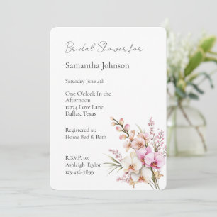 Pretty Pink Tropical Orchid Flowers Bridal Shower Invitation
