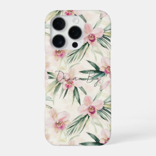 Pretty Pink Tropical Orchid Flowers iPhone 16 Pro Case