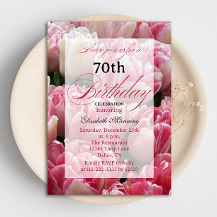 Pretty Pink Tulip 70th Birthday Party Invitations