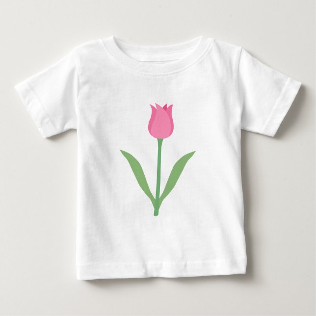 Pretty Pink Tulip Flower. Baby T-Shirt (Front)