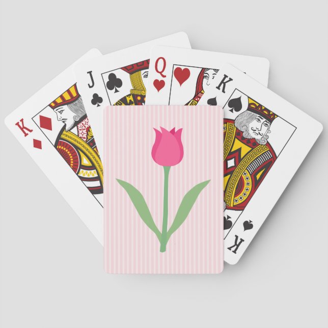 Pretty Pink Tulip Flower. Playing Cards (Back)