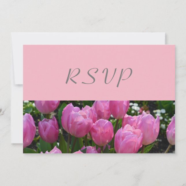 pretty pink tulip flowers RSVP wedding party Invitation (Back)