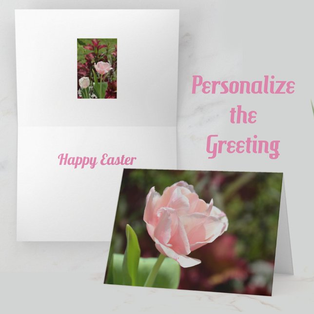 Pretty Pink Tulip Photographic Floral Easter Card (Creator Uploaded)