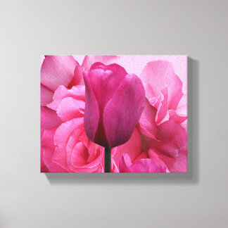 Pretty pink tulip rose flower simple modern floral canvas print